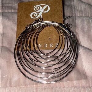 Plunder Shiny Silver Multi-Hoop Earrings